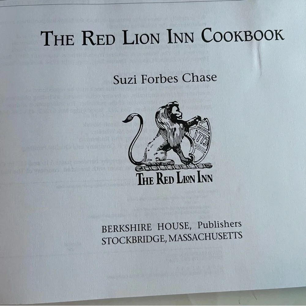 The Red Lion Inn Cookbook by Suzy Forbes Chase 1992